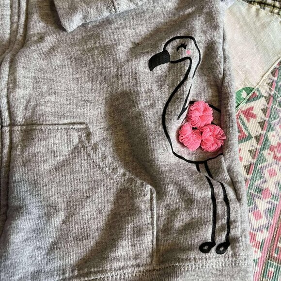 Toddler Girl Carter's Flamingo Printed Full Zip Hoodie Size 24 Months - Picture 4 of 5